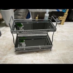 Double tier mirrored shelves